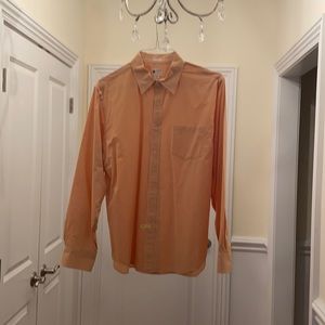 J Crew outlet long sleeve dress shirt men’s small. Orange/white check